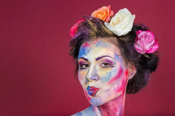 Model with colorful make-up