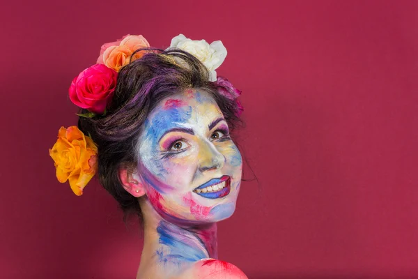 Model with colorful make-up — Stock Photo, Image