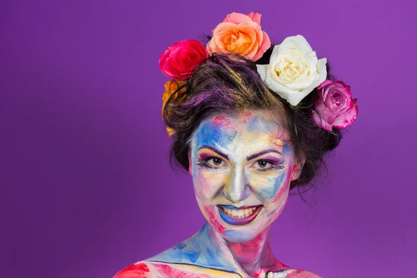 Model with colorful make-up — Stock Photo, Image