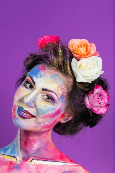 Model with colorful make-up — Stock Photo, Image