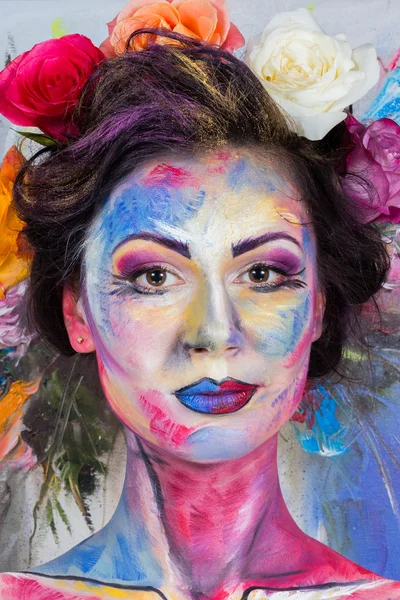 Model with colorful make-up — Stock Photo, Image