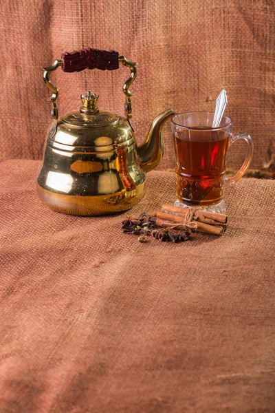 Tea in vintage glass — Stock Photo, Image