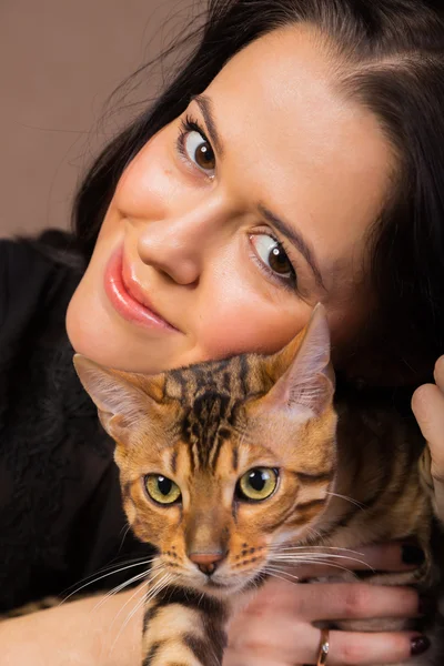 Beautiful woman and cat