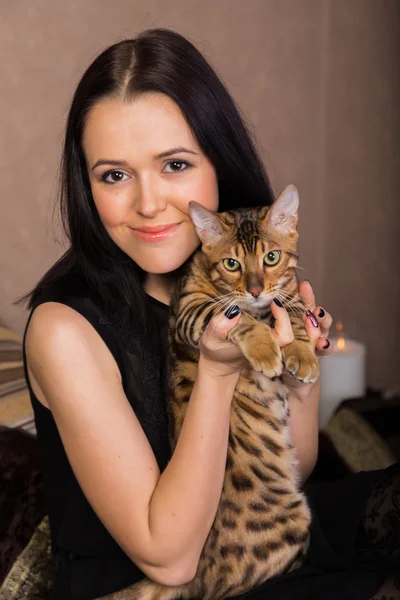 Beautiful woman and cat