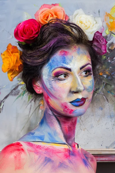 Woman with colorful make-up