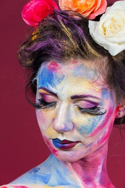 Renkli makyaj ile kadın — Stok fotoğraf
