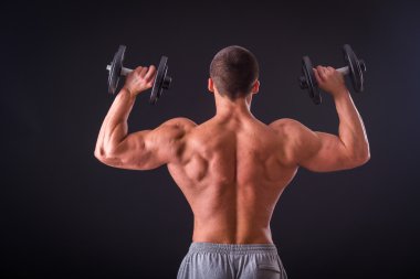 Sporcu bir halter holding.