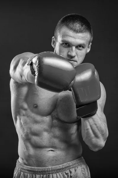 El hombre con guantes de boxeo —  Fotos de Stock