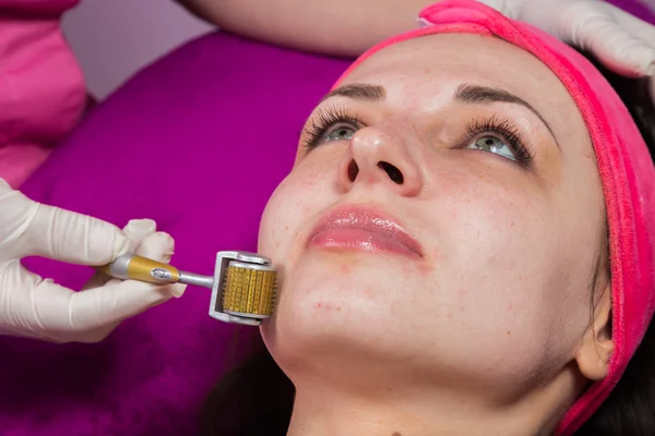 woman having an injection mesotherapy