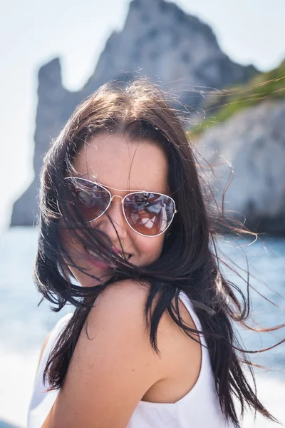 Young woman on the yacht — Stock Photo, Image