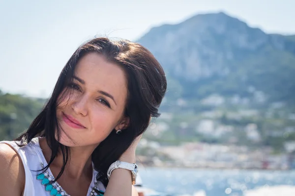 Young woman on the yacht — Stock Photo, Image