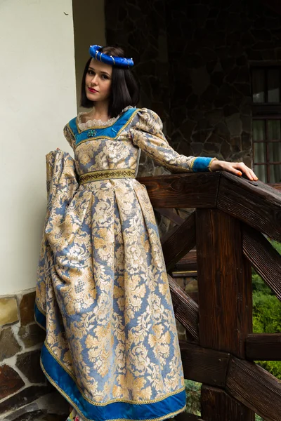 A beautiful woman in medieval dress — Stock Photo, Image