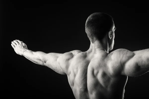 Back of man shows muscles — Stock Photo, Image