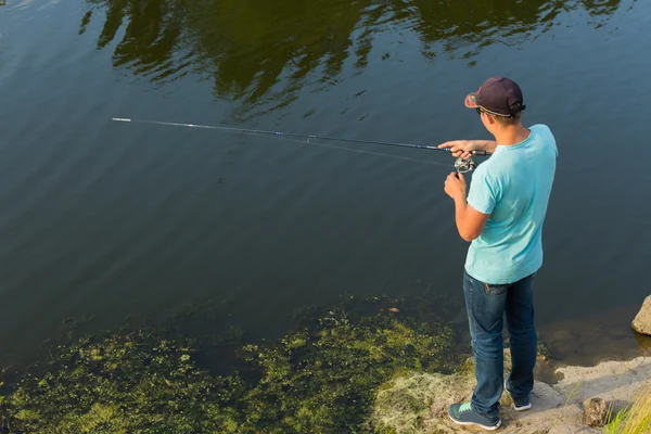 Man fångat en fisk — Stockfoto