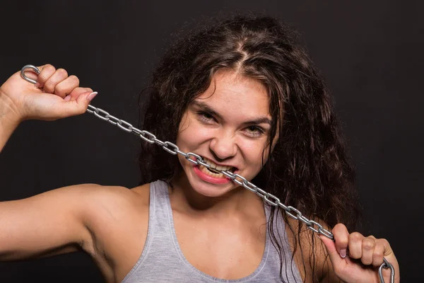 Athletic curly girl — Stock Photo, Image