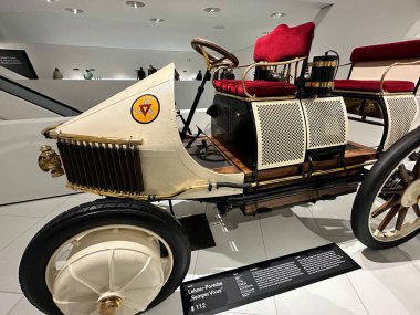 Stuttgart, Germany Porsche Museum. The exhibit highlights the brands legendary motorsport heritage and timeless design