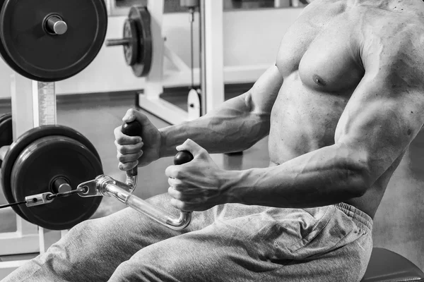 Spor salonunda antrenman profesyonel vücut geliştirmeci — Stok fotoğraf