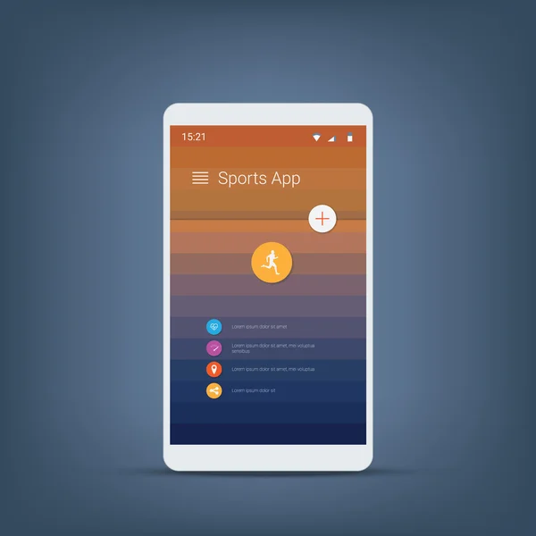 Fitness tracker nebo sportovní app Šablona uživatelského rozhraní ikony pro smartphone. — Stockový vektor