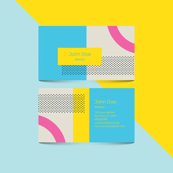 Malzeme tasarım kartvizit şablonu 80s ile arka plan stili. Modern retro öğeler ve geometrik şekiller.