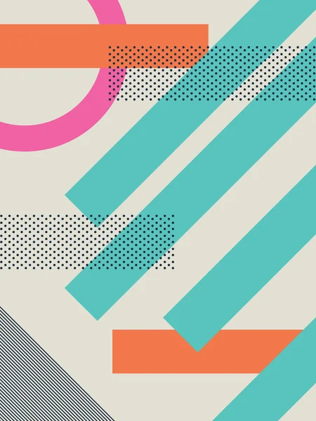 Fondo retro abstracto de los años 80 con formas geométricas y patrón. Material diseño fondo de pantalla . — Vector de stock