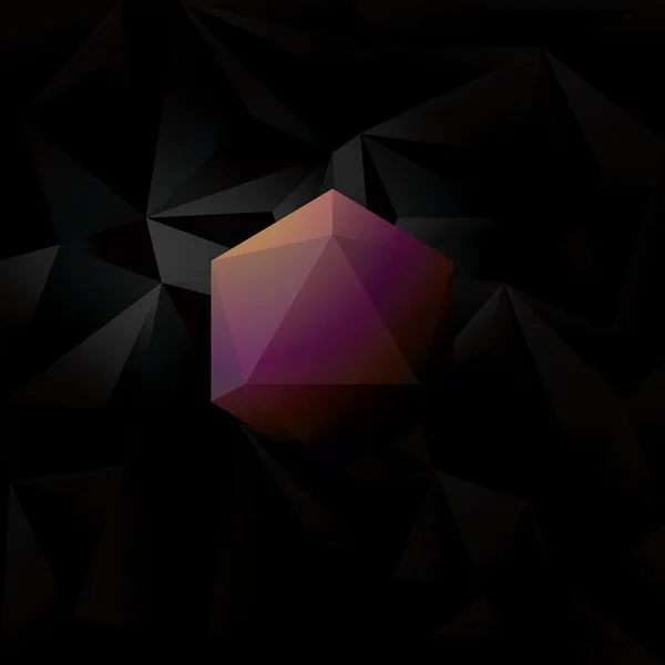 Symbole abstrait de polygone 3D diamant sur fond noir à faible vecteur poly . — Image vectorielle
