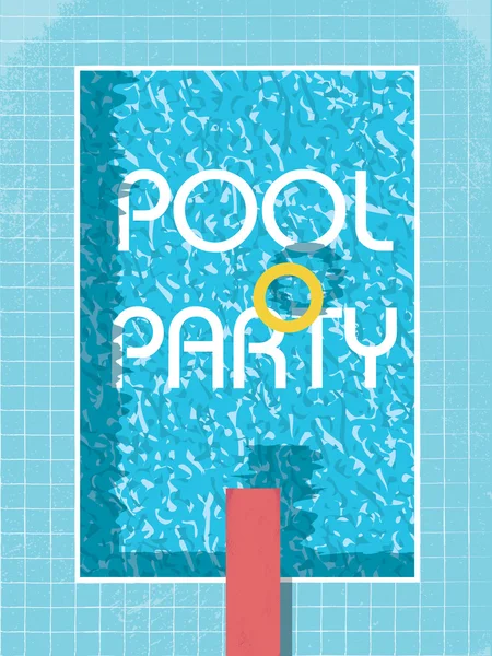 Poolparty-Einladungsplakat, Flyer oder Flugblatt-Vorlage. Schwimmbad im Retro-Stil mit Rettungsring. — Stockvektor