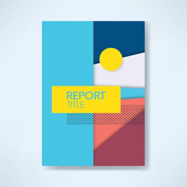 Yıllık iş raporu kapak şablonu ile modern malzeme tasarım stil vektör arka plan.