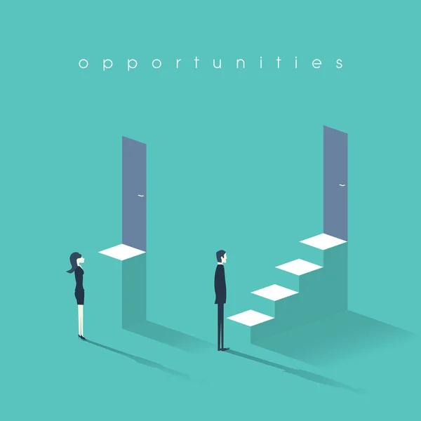 Cinsiyet eşitliği kavramı adam karşı kadın sembolü ile. İşadamı vs işkadını eşitsizlik kariyer ve mesleki yaşam.