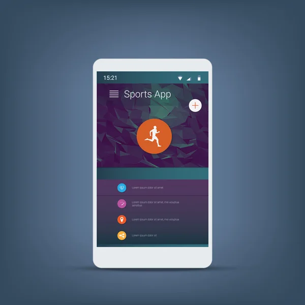 Interface utilisateur moderne de l'application Fitness Tracker pour la course ou toute autre activité de moniteur de sport. Ensemble d'icônes vectorielles et mise en page blanche . — Image vectorielle