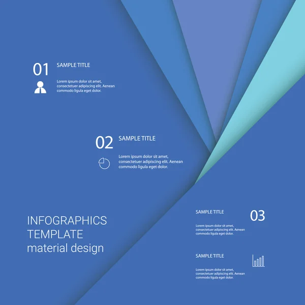 Infografik-Menüvorlage mit Geschäftselementen und Symbolen zur Präsentation. Material Design Vektor Hintergrund. — Stockvektor