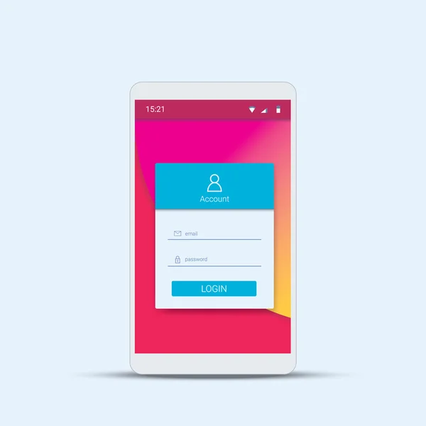 Modelo de menu de login móvel com design de material moderno para aplicativo de smartphone . —  Vetores de Stock