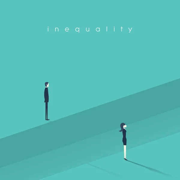 Ungleichheit Konzept Vektor Illustration Mann gegen Frau in der Wirtschaft. Unterschied und Diskriminierung im Berufsleben, Karriereförderung. — Stockvektor