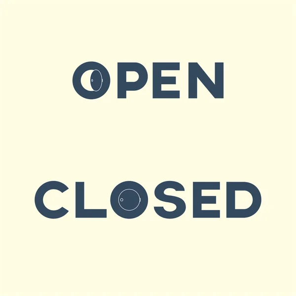 Ilustración de vectores de signos abiertos y cerrados. Tipografía creativa para puerta de tienda . — Archivo Imágenes Vectoriales
