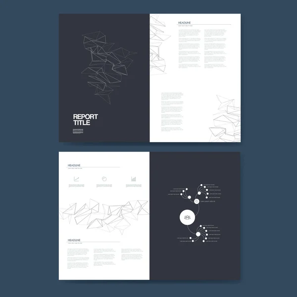 Üzleti jelentés sablon infographics elemekkel a vállalat szerkezetének bemutatása és elemzése a grafikonok, diagramok, szimbólumok. — Stock Vector