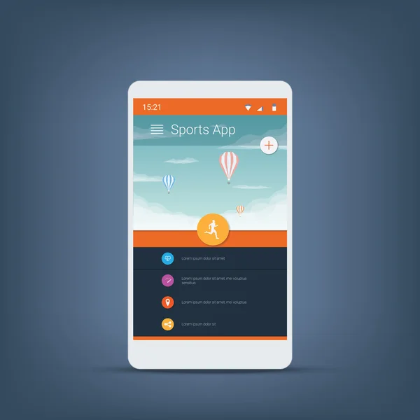Fitness izci smartphone kullanıcı arabirimi vektör simgeler spor uygulamaları için. — Stok Vektör