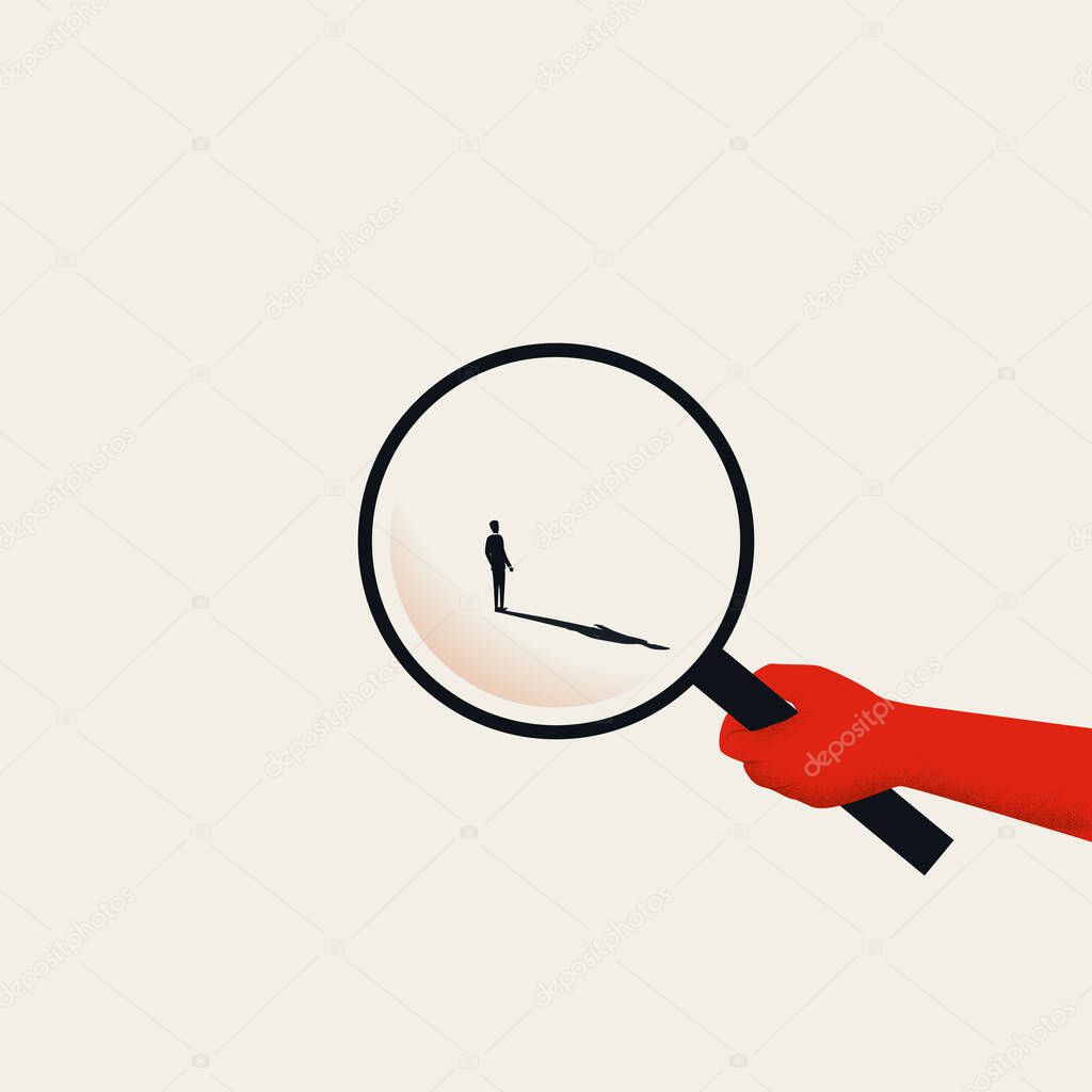 Hiring and recruitment vector concept, Hand with magnifying glass. Searching for exceptional talent, new employee.