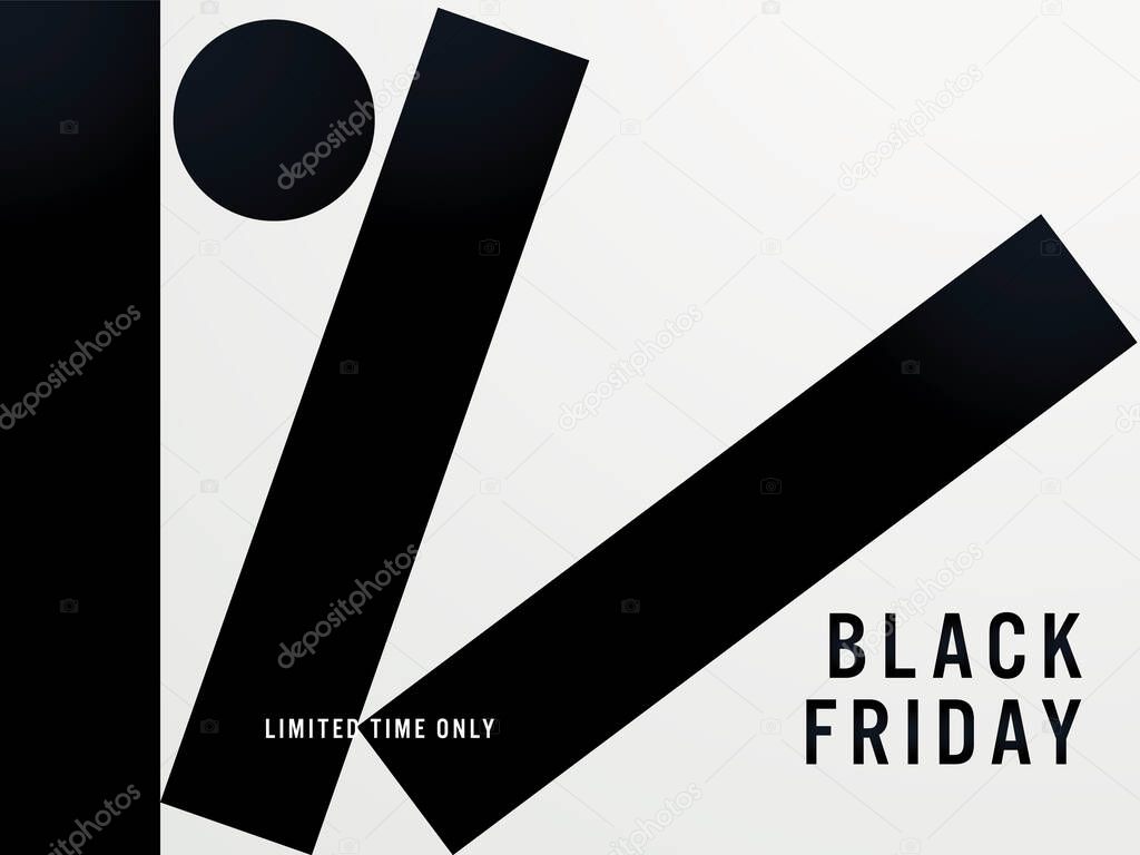 Black Friday sale poster vector template with minimal art design style. Discounts, special offers promotion.
