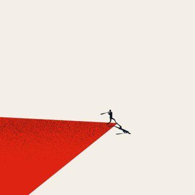 İş yönetimi vektör konsepti. İş lideri beyzbola sopayla vuruyor. Başarının sembolü, başarının.