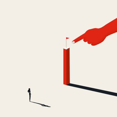 İş hedefleri, iş kadınlarıyla hedef vektör kavramı. Feminizm, motivasyon, hırs ve başarının sembolü.