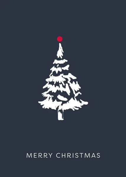 Modèle vectoriel de carte postale vintage rétro arbre de Noël avec style d'espace négatif. — Image vectorielle