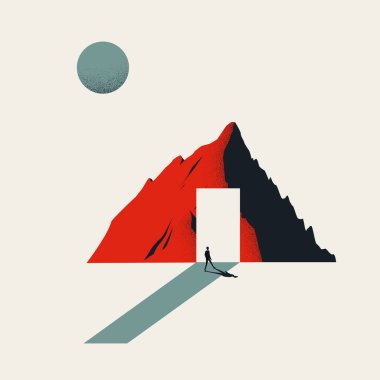 Kapı ya da kapı ile iş fırsatı vektör kavramı. Yeni kariyerin sembolü, çözüm bulma, başarı.