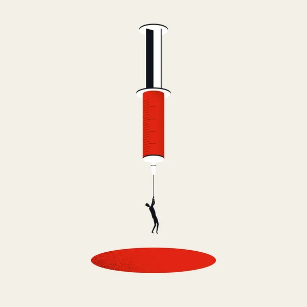 Concept de vecteur de vaccin Covid-19. Injection pour arrêter la pandémie de coronavirus, symbole scientifique et de recherche. — Image vectorielle