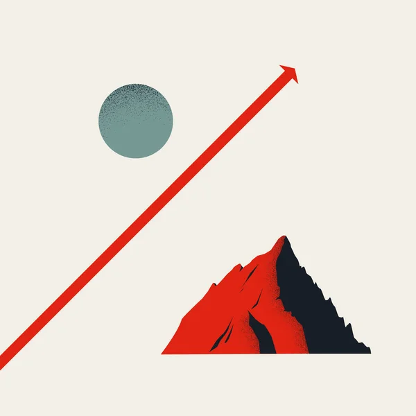 Concept vectoriel de croissance des entreprises avec montagne abstraite et flèche. Symbole de réussite, de réussite, d'opportunité. — Image vectorielle