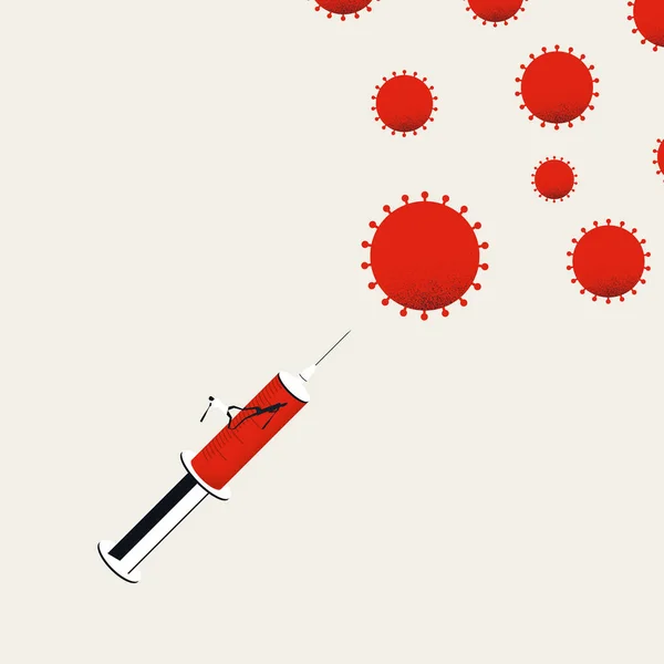 Kovid-19 'u önlemek için Corona virüsüne karşı aşı, vektör konsepti. Doktor, şırıngalı bilim adamı. Tıbbi sembol. — Stok Vektör