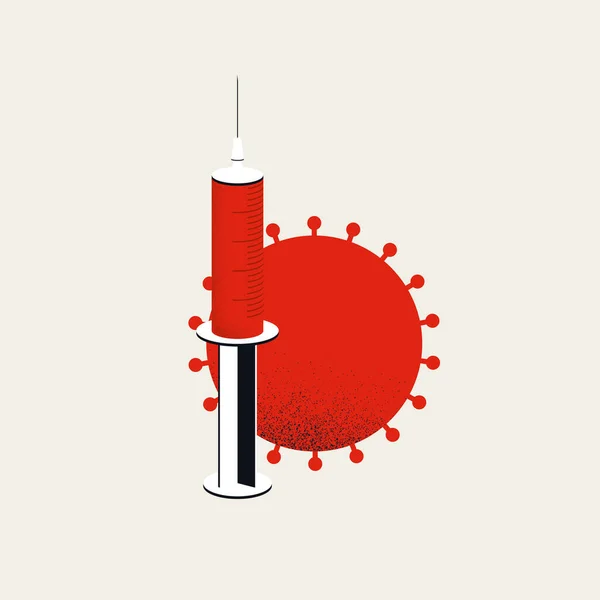 Corona virüsü konseptine karşı aşı. Salgın hastalıklar, sağlık ve sağlık hizmetleri savaşlarının sembolü. — Stok Vektör