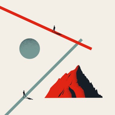 İş kariyeri vektör konsepti. Terfi, başarı, büyüme ve yeni fırsatların sembolü.