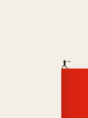 İş hırsı ve motivasyon vektörü konsepti. Beyzbol sopalı bir iş adamı..