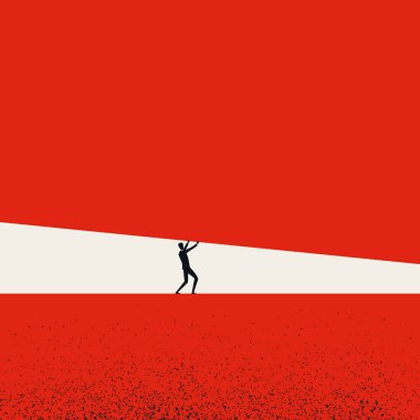 Basınç vektörü konsepti altında bir iş adamı. Stres, korku, kariyer veya iş durumundaki mücadele sembolü.