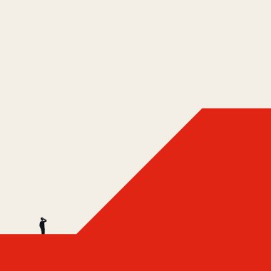 Şirket basamaklarını tırmanmak için iş kariyeri fırsatı, vektör konsepti. Asgari sanat tasarımı.