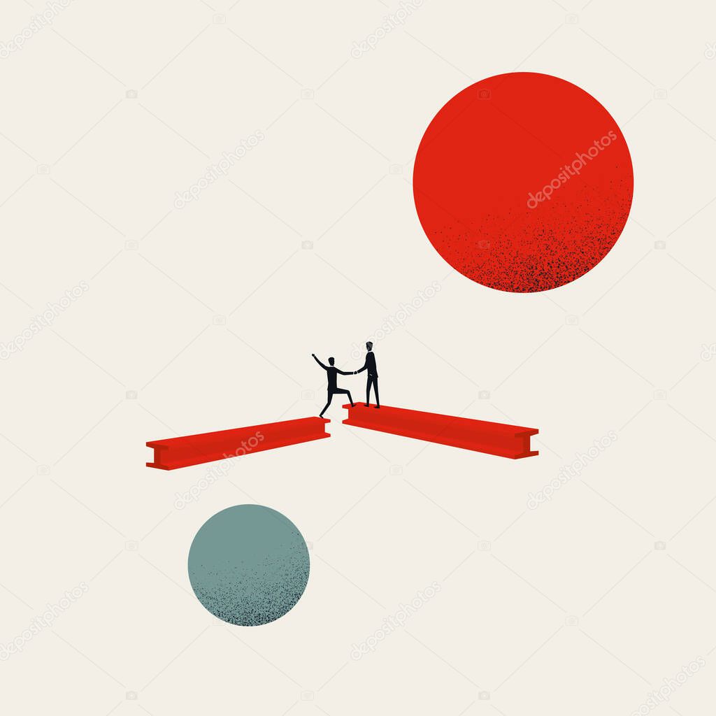 Business teamwork abstract vector concept. Symbol of support, help and cooperation. Minimal illustration.